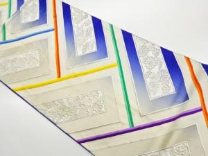 檜垣に宝尽くし・菊・花々模様織出し袋帯